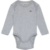 Gant Body l/æ - Shield Striped - Light Grey Melange - - 1½ år (86) - Body L/Æ