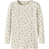 Lil´ Atelier Bluse - Rib - NmfGago - Turtledove/Floral - - 3 år (98) - Bluse