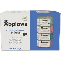 Applaws Multipakke Fiskebouillon Udvalg Kattefoder 70 G 24 Enheder