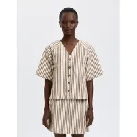 Selected Bluse brun / hvid