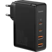 Baseus GaN2 Pro netoplader, 2x USB + 2x USB-C, 100W, EU (sort)