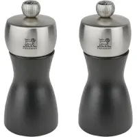 Peugeot Fidji Set of Salt and Pepper Mills in Wood and Stainless Steel Black 12 cm