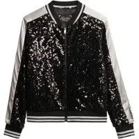 Superdry Superdrytil kvinder. W5011968A Suikajan Pailletter Jakke sort (M), Casual, Polyester