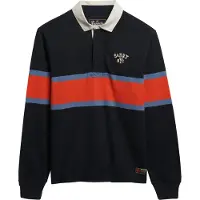 Superdry Superdrytil mænd. M6010909A Vintage Athletic Eagle polo shirt navy, rød (S), Casual, Bomuld, Lange ærmer, Blå
