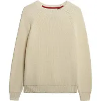 Superdry Superdrytil kvinder. W6110672A Afslappet ribstrikket trøje beige (M), Casual, Bomuld