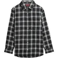 Superdry Superdrytil kvinder. W4010500A Sort flannel-skjorte i boyfriend-stil med tern (L), Casual, Bomuld, Lange ærmer