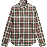 Superdry Superdrytil mænd. M4010737A Vintage ternet skjorte grøn (L), Casual, Bomuld, Lange ærmer