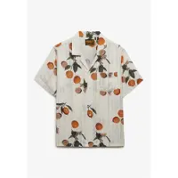 Superdry Superdrytil kvinder. W4010586A Beach Printet beige skjorte (S), Casual, Bomuld, Korte ærmer