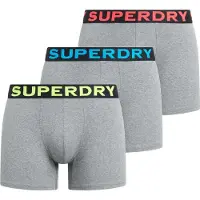 Superdry Superdrytil mænd. M3110452B Pakke med 3 boxershorts Tekst grå (XL), Afslappet, Bomuld