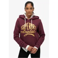 Superdry Superdrytil kvinder. W2012570A MFG Original Metallic-hoodie i lilla (L), Casual, Rødbrun, Bomuld