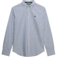 Superdry Superdrytil kvinder. W4010565A Slim fit oxfordskjorte blå (L), Casual, Bomuld, Lange ærmer