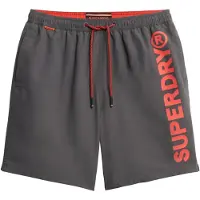 Superdry Superdrytil mænd. M3010248A 43,2 cm svømmedragt med grå, sporty grafik (M), Badetøj, Genanvendt polister, Bæredygtig
