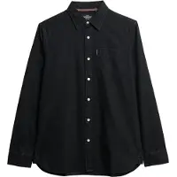 Superdry Superdrytil mænd. M4011065A Essentials skjorte sort (L), Casual, Bomuld, Lange ærmer