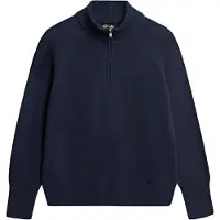 Superdry Superdrytil kvinder. W6110625A Jersey med halv lynlås Classic marineblå (S), Casual, Bomuld