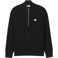 Calvin Klein Jeans Pullover 'Waffle Quarter-zip' sort / hvid