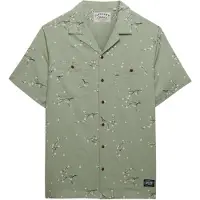 Superdry Superdrytil mænd. M4011130A Grøn skjorte med tryk (XXL), Casual, Bomuld, Korte ærmer