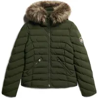Superdry Superdrytil kvinder. W5011754A Fuji-jakke grøn (XS), Casual, Genanvendt polister, Bæredygtig