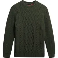 Superdry Superdrytil mænd. M6110697A Jacob Cable grøn trøje (M), Casual, Akryl