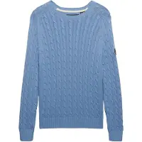 Superdry Superdrytil kvinder. W6110610A Slouchy kabelstrikket trøje blå (XL), Casual, Bomuld