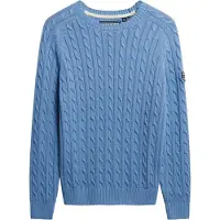 Superdry Superdrytil kvinder. W6110610A Slouchy kabelstrikket trøje blå (XL), Casual, Bomuld