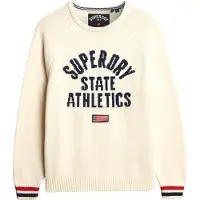 Superdry Superdrytil kvinder. W6110629A Slouchy Intarsia Graphic Off-white trøje (XL), Hvid, Casual, Bomuld