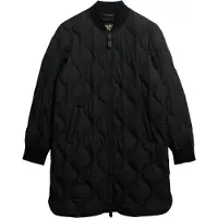 Superdry Superdrytil kvinder. W5011932A Lang quiltet foringsjakke sort (XS), Casual, Polyester