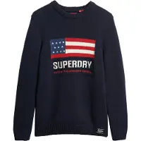 Superdry Superdrytil mænd. M6110637A Vintage Athletic marineblå trøje (S), Casual, Bomuld