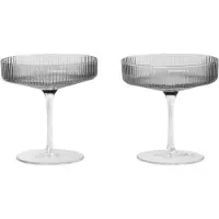 Ferm Living Ripple champagneglas 2-pak smoked grey