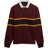 Superdry Superdrytil mænd. M6010909A PoloVintage Athletic Stripe Rugby rødbrun (L), Casual, Bomuld, Lange ærmer