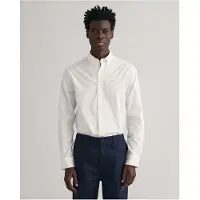 Gant Ganttil mænd. 3000300 Pinpoint Oxford Regular Fit skjorte hvid (L), Casual, Bomuld, Lange ærmer