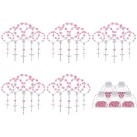 Melitt 30 Pieces Baptism Rosary Rosary Baptism Favors Finger Baptism Rosaries Rose Shaped Beads with 30 Organza Bags