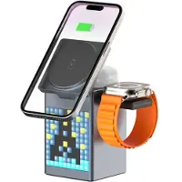 Typecat 6in1 Magnetic Multi-Function Wireless Charger with Speaker Alarm Clock for 14-16Pro for Airpods Iwatch