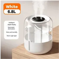 Melitt 6.8L Large Capacity Humidifier USB Double Spray Quiet Humidifier Home Dormitory Bedroom Desktop with Night Light Beige