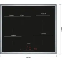 Siemens iQ300 EH645HFB1E, Sort, Indbygget, 60 cm, Zone induktionskogeplade, Keramisk, 4 zone(s)