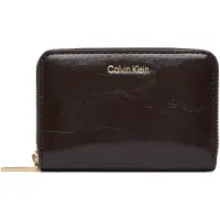 Calvin Klein Tegnebog 'Foil Logo Zip-around Glossy' mørkebrun