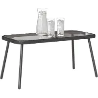 vidaXL Sofabord Sort 90 x 45 x 43 cm Polyrattan og glas