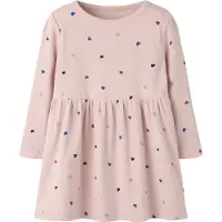 Name it Kjole - Rib - Noos - NmfNutti - Burnished Lilac/Hearts - - 3 år (98) - Kjole