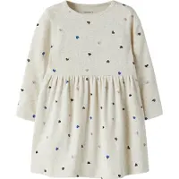 Name it Kjole - Rib - Noos - NmfNutti - Peyote Melange/Hearts - - 5 år (110) - Kjole