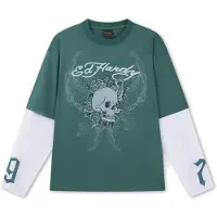 Ed Hardy Bluser & t-shirts '1971 Skull' mint / jade / sort / hvid