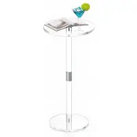 Vevor Akryl Drinkbord, Klart Sidebord Rund Top med Solid Stolpe, Moderne Akryl Kagebordsstativ, Transparent Sidebord til Kaffe, Drikkevarer, Mad, Snacks, Nem Montering, 25,4 x 25,4 x 54 cm (Klar)
