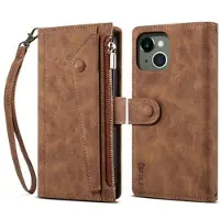 Mtp Products iPhone 13 Esseble Etui M. Pung med lynlås og håndledsrem - brun