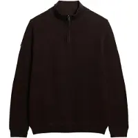 Superdry Superdrytil mænd. M6110682A Jersey Texture Half Zip brun (M), Casual, Bomuld