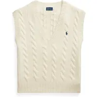 Ralph Lauren Polo Ralph Laurentil kvinder. 211949994002 Beige strikket vest i uld og kashmir (M), Casual, Bomuld, Uden ærmer/stropper