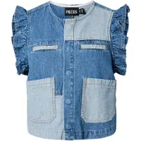 Pieces Pcfie Flounce Patchwork Denimvest