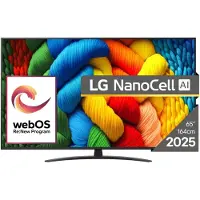 LG 65NANO81A3A - 65 Diagonal klasse Nano81 Series LED-bagbelyst LCD TV - Smart TV - webOS - 4K UHD (2160p) 3840 x 2160 - HDR - Direct LED, Nano Cell AI Display