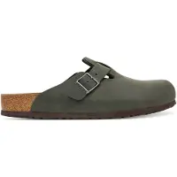 Birkenstock Birkenstocktil mænd. 1032724 Skindtræsko Boston Oiled (Regular Fit) grøn (43), Læder, Fast, Ingen, Casual