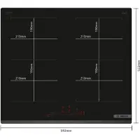 Bosch Serie | 6 PVQ631HC1E - Induktions kogeplade - 4 plader - Niche - bredde: 56 cm - dybde: 49 cm - rammeløs, - facet - sort