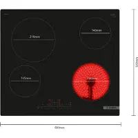 Bosch Serie | 6 PKE611FP2E - Keramisk kogeplade - 4 plader - Niche - bredde: 56 cm - dybde: 49 cm - rammeløs - sort
