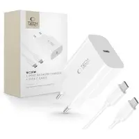 Tech-Protect NC20W USB-C-oplader med Type-C-kabel - hvid