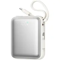 JOYROOM JR-PBF27 10000mAh 22.5W Powerbank med indbyggede USB-C- og Lightning-kabler - Hvid
